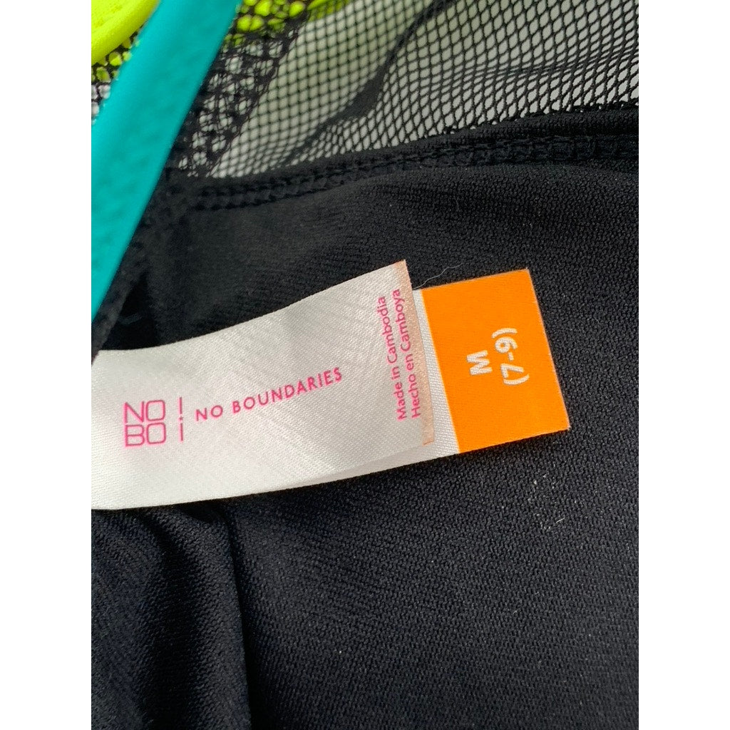 NO BOUNDARIES Womens Swim Top With Mesh SZ M