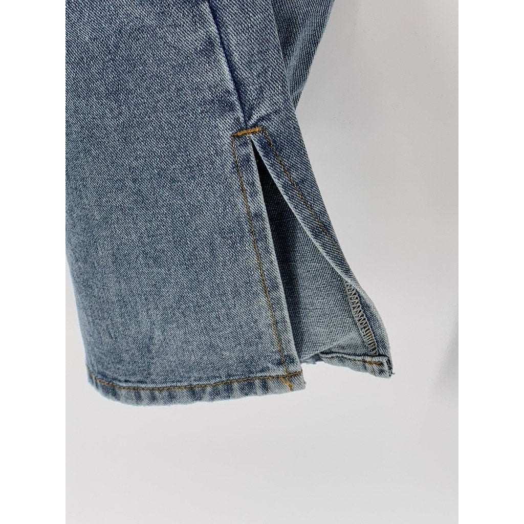 PERSON INTENTIONS Men's Blue Denim Wide-Slit Leg Baggy-Fit Jeans SZ XL