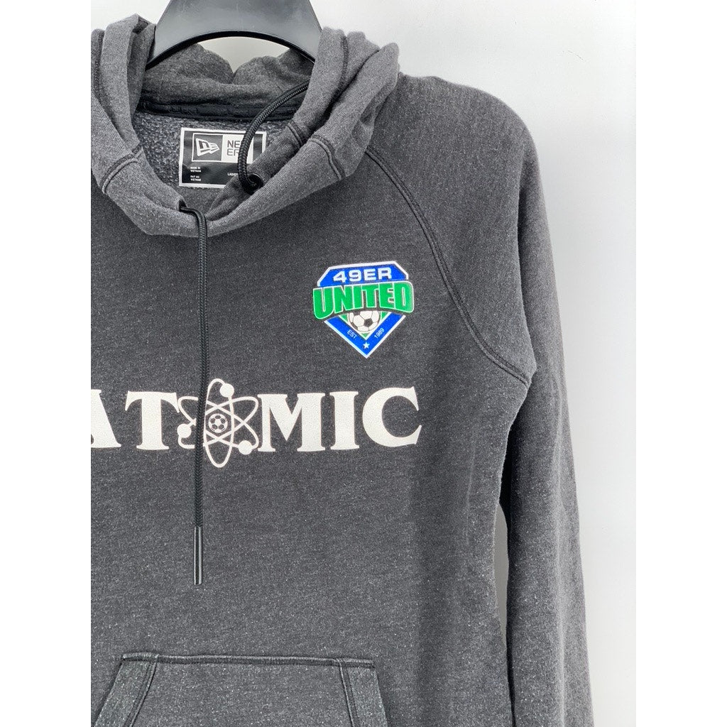 NEW ERA Women's Charcoal Gray Atomic Print Custom Casual Hoodie SZ S