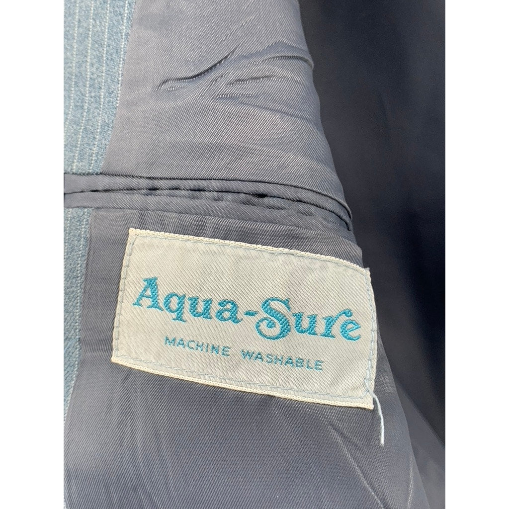 AQUA-SURE Men's Blue Pinstripe Two-Button Regular Fit Blazer SZ L