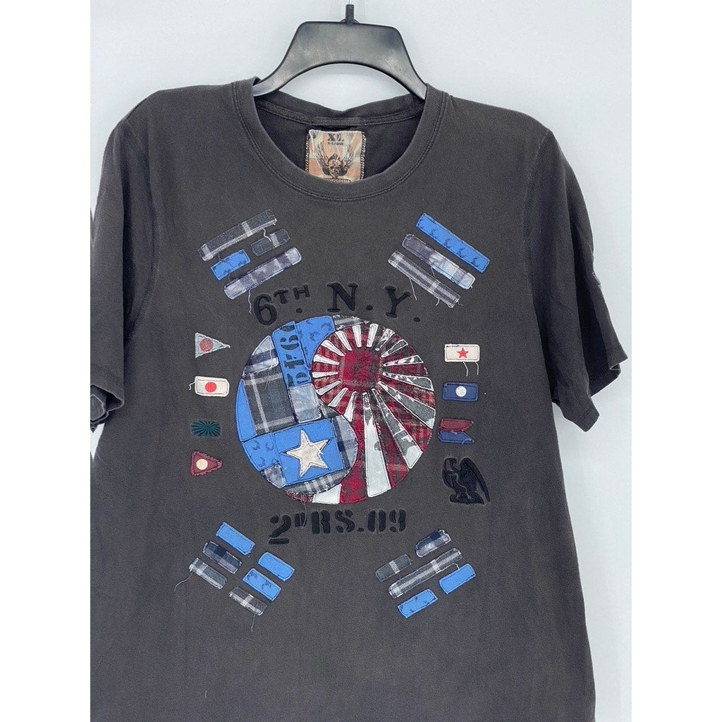 RINGSPUN Men’s Blood Hound Faded Black Patch Graphic Short Sleeve T-Shirt SZ XL