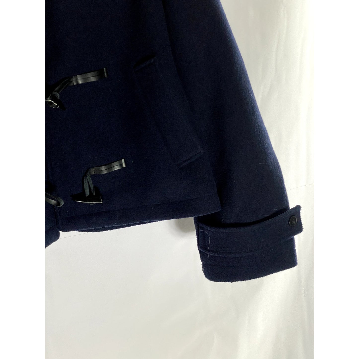 GAP Women's Petite Midnight Navy Wool-Blend Toggle Three-Button Hooded Coat SZ M