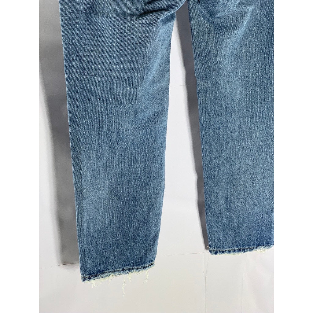 COTTON ON Women's Blue Denim Tapered-Leg High-Ris Distressed Mom Jean SZ 6