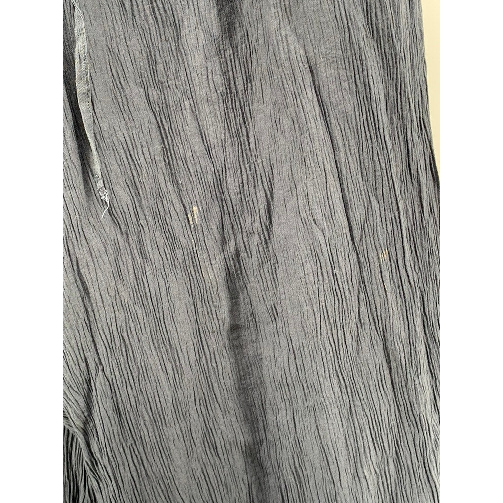 ZARA Women's Navy Crinkled Relaxed-Fit Straight-Leg Pull-On Drawstring Pant SZXS