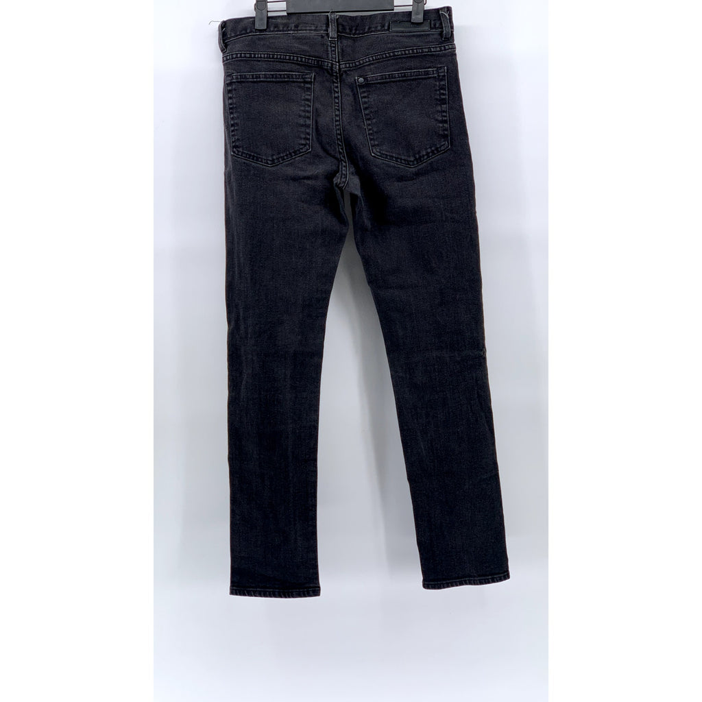 H&M Women’s Washed Black Button-Fly Distressed Slim & Denim Jeans SZ 32