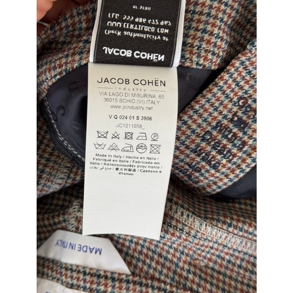 JACOB COHEN Women's Brown Houndstooth Debbie Super Flare Trousers SZ 26