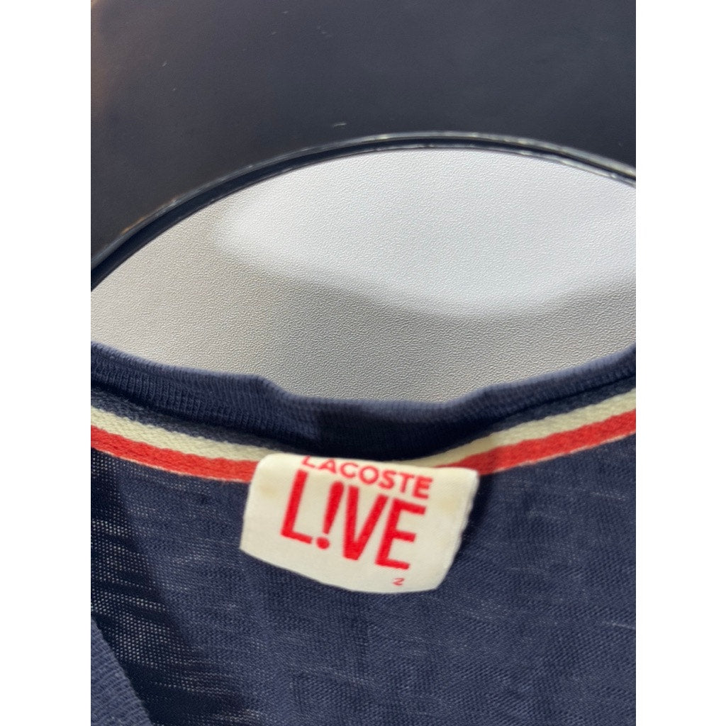 LACOSTE L!VE Men's Navy Crewneck Cotton Short Sleeve T-Shirt SZ 2(XS)