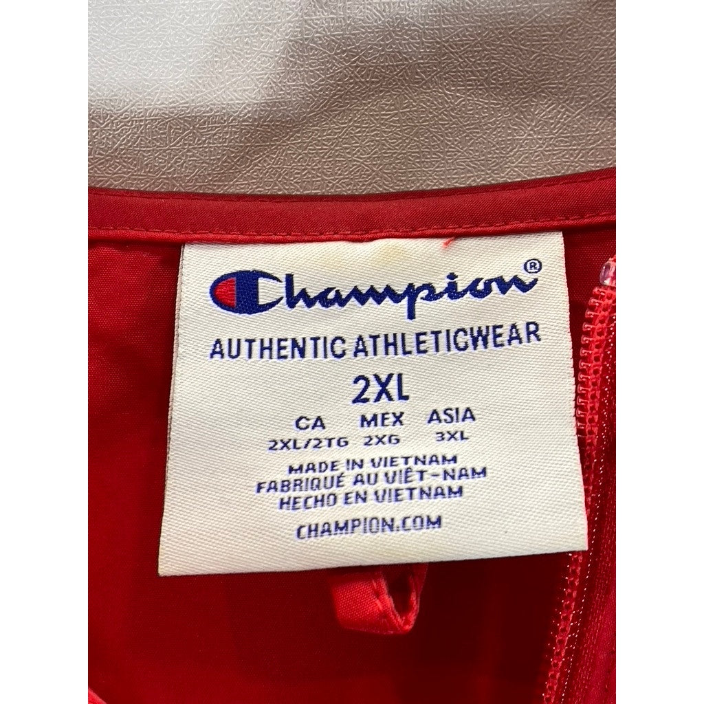 CHAMPION Men's Bright Red Water-Wind Resistant Half-Zip Lightweight Jacket SZ2XL