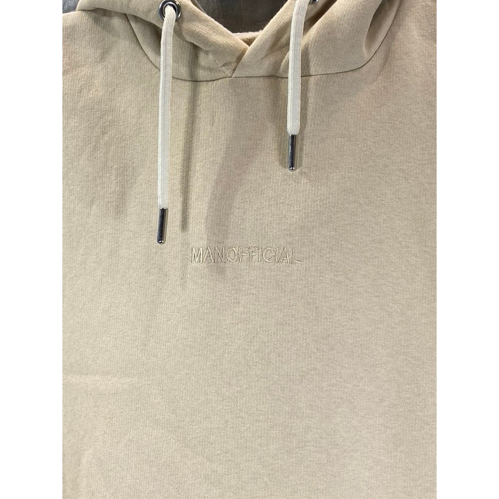 MAN BOOHOOMAN Men's Tan Colorblock Sleeve Pullover Hoodie SZ L