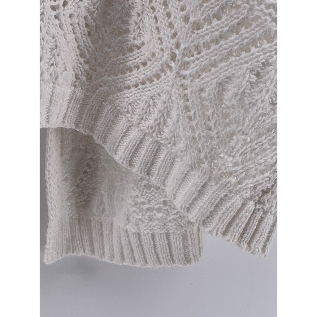 ST. JOHN'S BAY Women's Petite Cream Open-Knit Cardigan SZ P/XL
