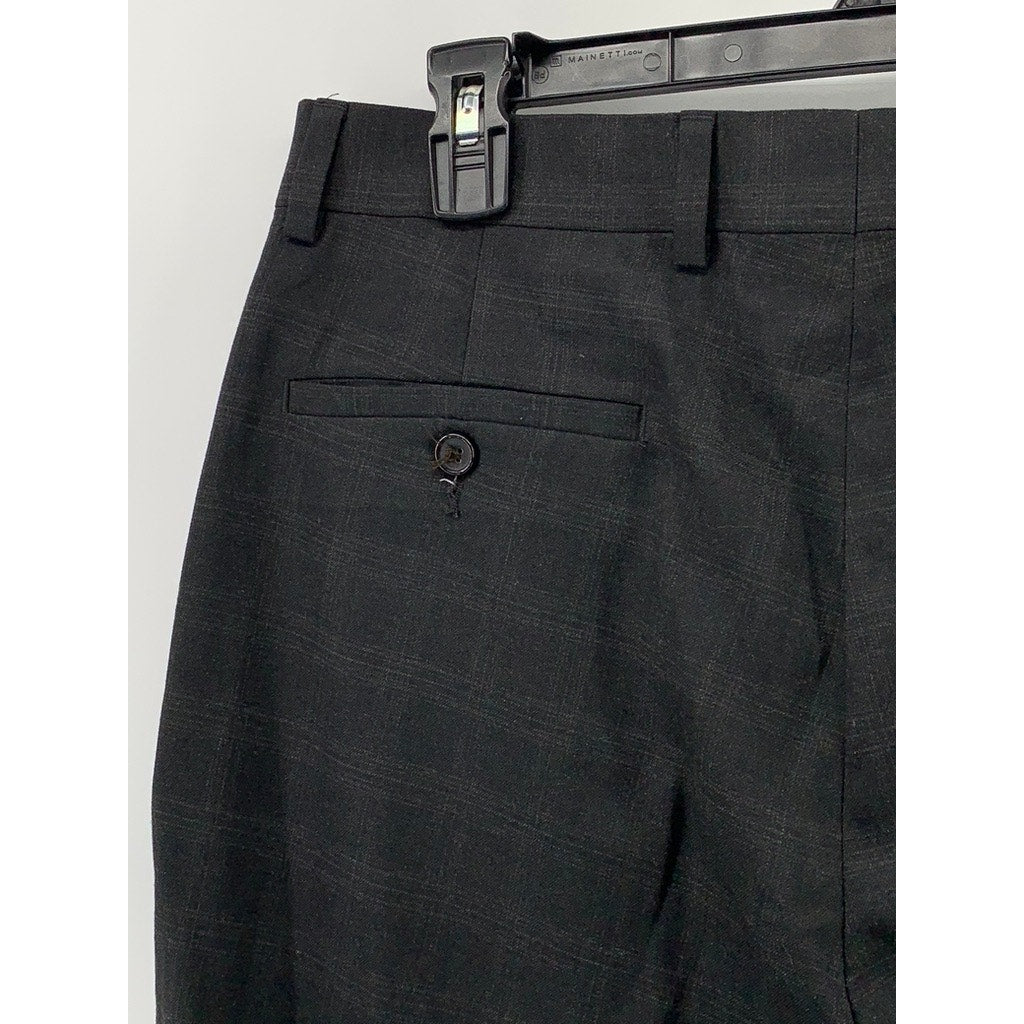 RALPH RALPH LAUREN Men's Black Windowpane Straight Leg Pant SZ 32X32