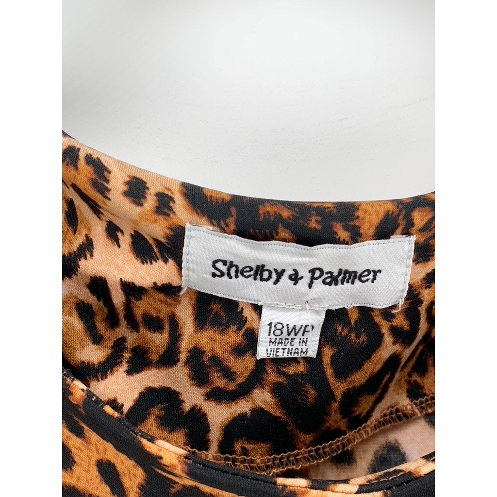 SHELBY & PALMER Women's Cheetah Print Side-Tie 3/4 Sleeve Dress SZ 18WP