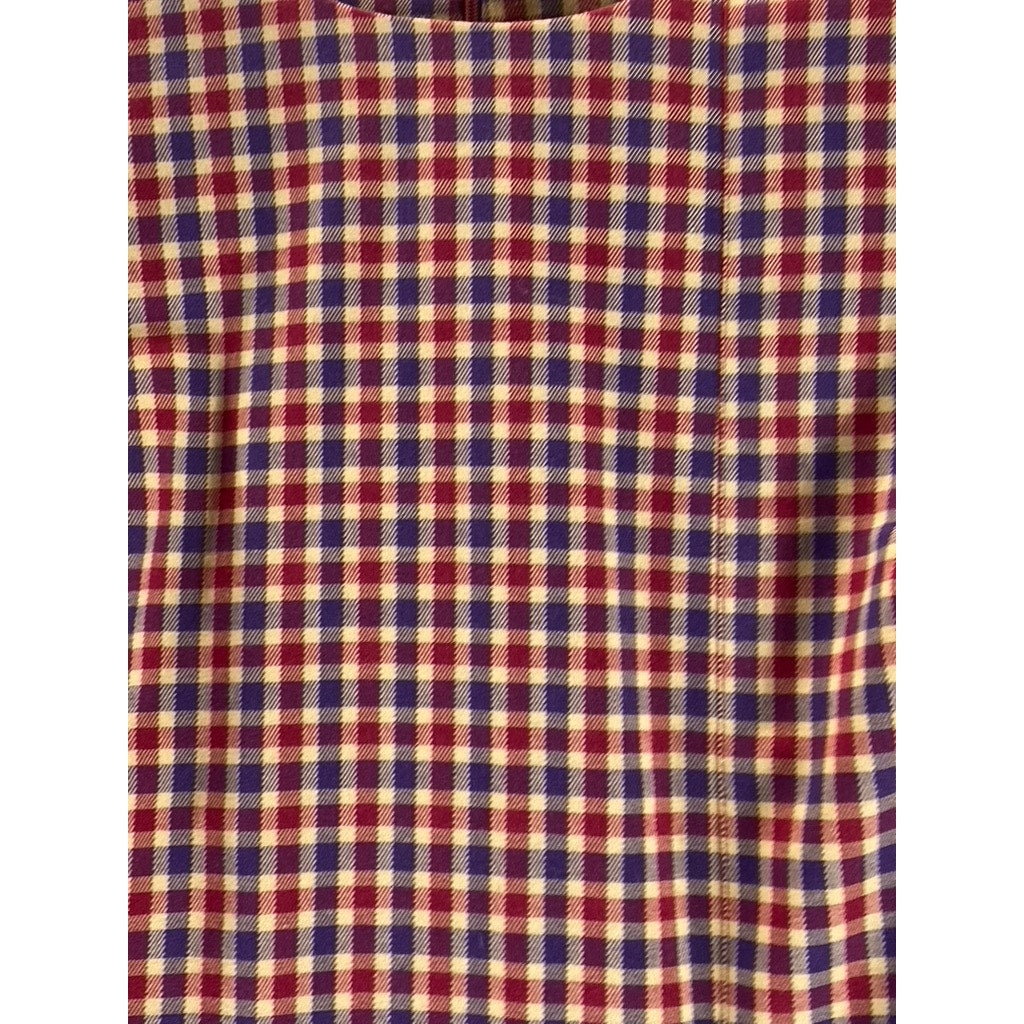 MARIELLA ROSATI Women's Red Mini Check Scoop-Neck Tie-Waist 3/4 Sleeve Dress SZM