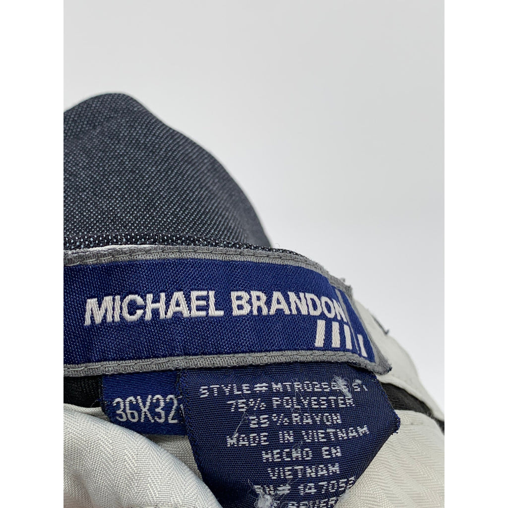 MICHAEL BRANDON Men's Navy Textured Slim-Leg Regular-Fit Pants SZ 36X32