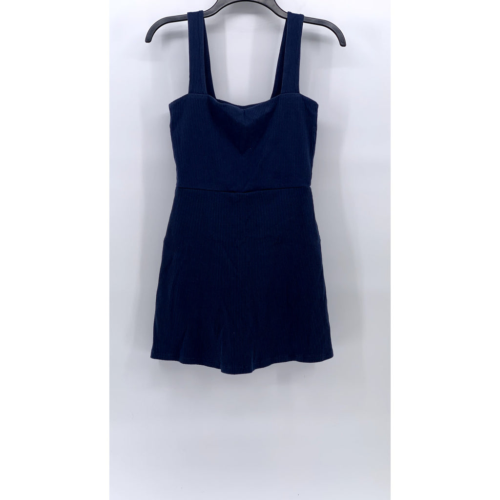 PINK Women's Navy Blue Straight-Neck Sleeveless Short Lined A-Line Dress SZ S