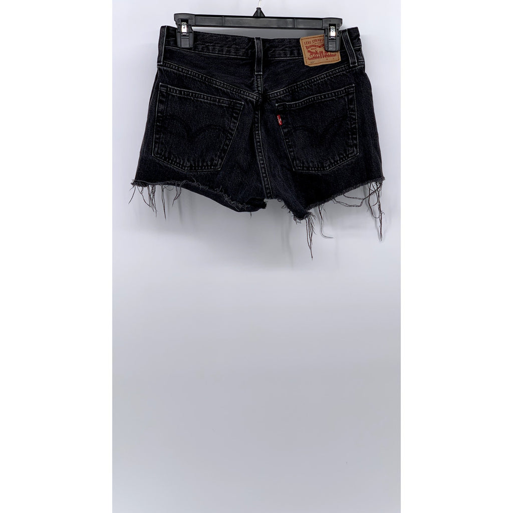 LEVI'S Women's Black Denim Distressed 501 Shorts SZ 26