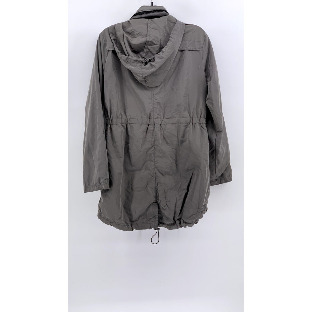 YOKI Women's Gray Button & Zipper Hooded Cinched Jacket SZ M