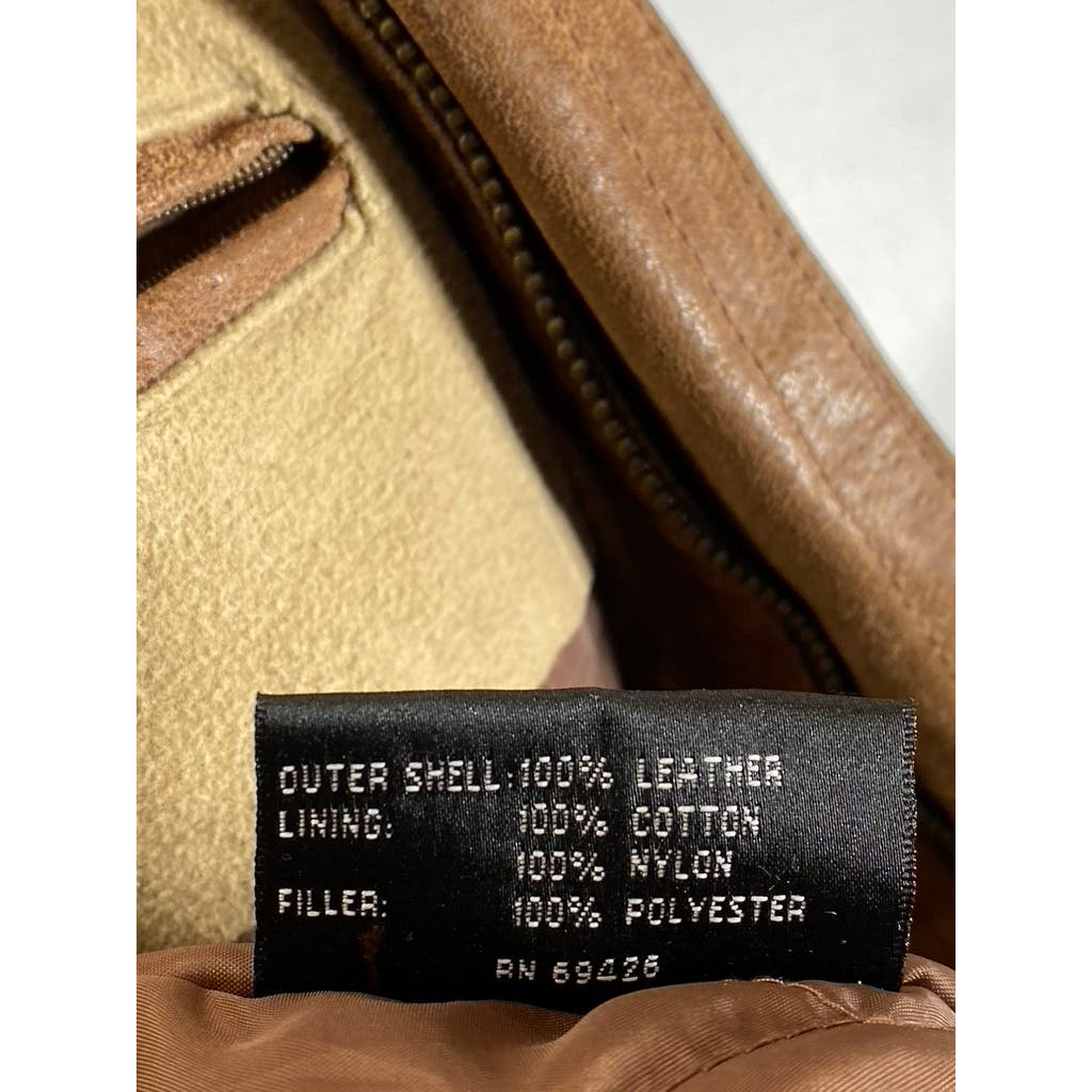 WILSONS LEATHER Men's Vintage Brown Leather Zip-Up Jacket SZ L