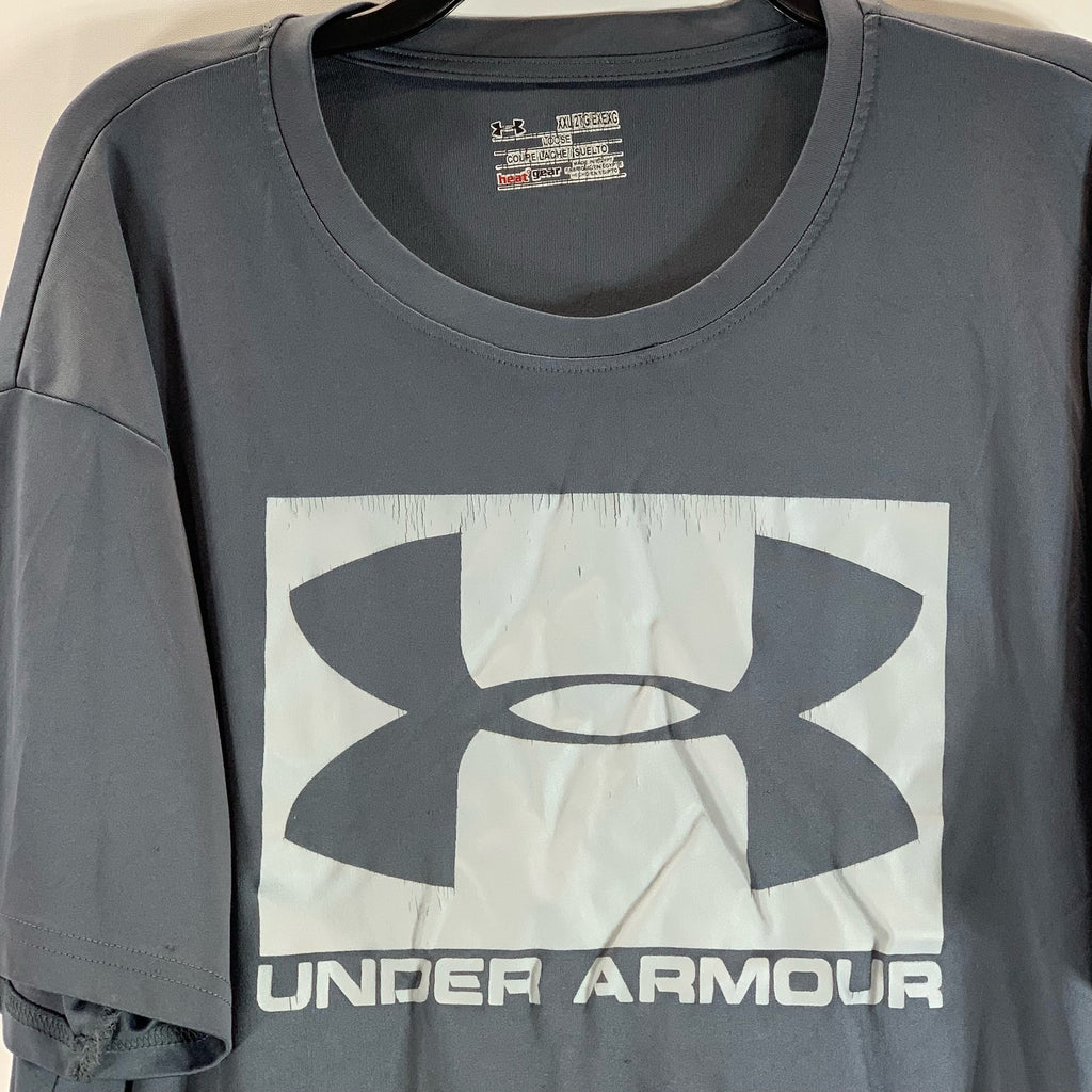 UNDER ARMOUR Men's Gray Crewneck Heatgear Loose-Fit Active T-Shirt SZ 2XL