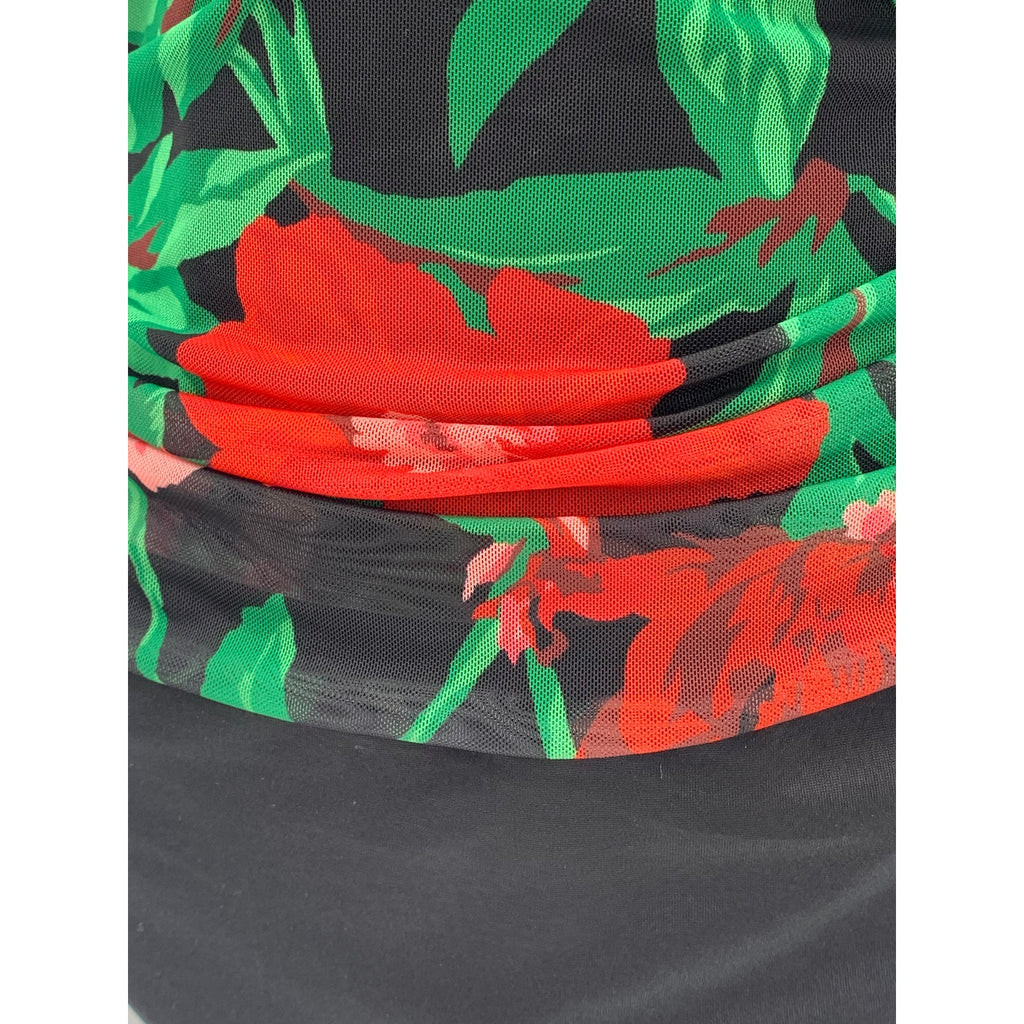 AFRM Women'S Black-Red Floral Delos One-Shoulder Cutout One-Piece Bodysuit SZ XS