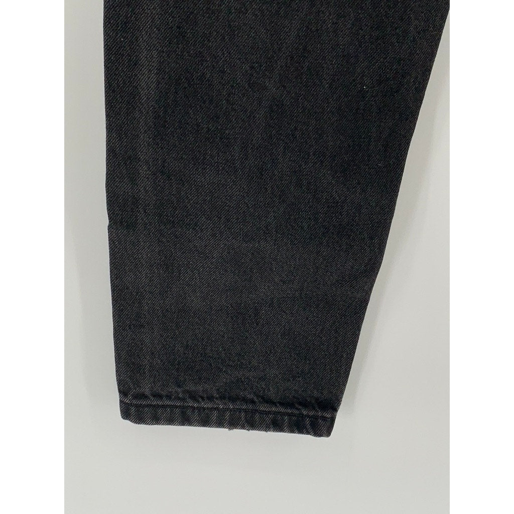 ZARA Women's Black Denim High-Rise Slim-Leg Five-Pocket Ankle Mom Jeans SZ 2