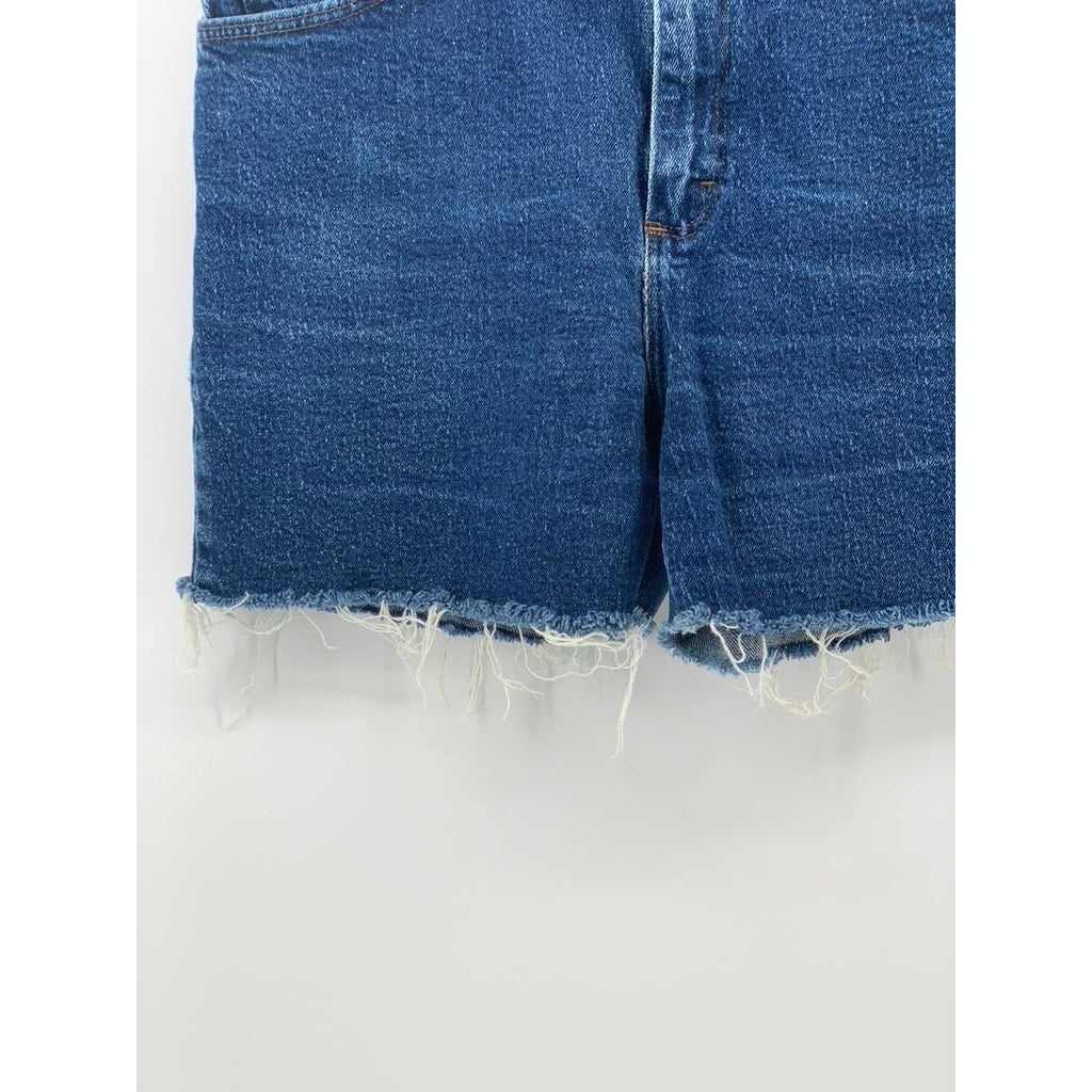 LEE DENIM RIDERES Women's Dark Blue Denim Cut-Off Regular-Fit Shorts SZ 10