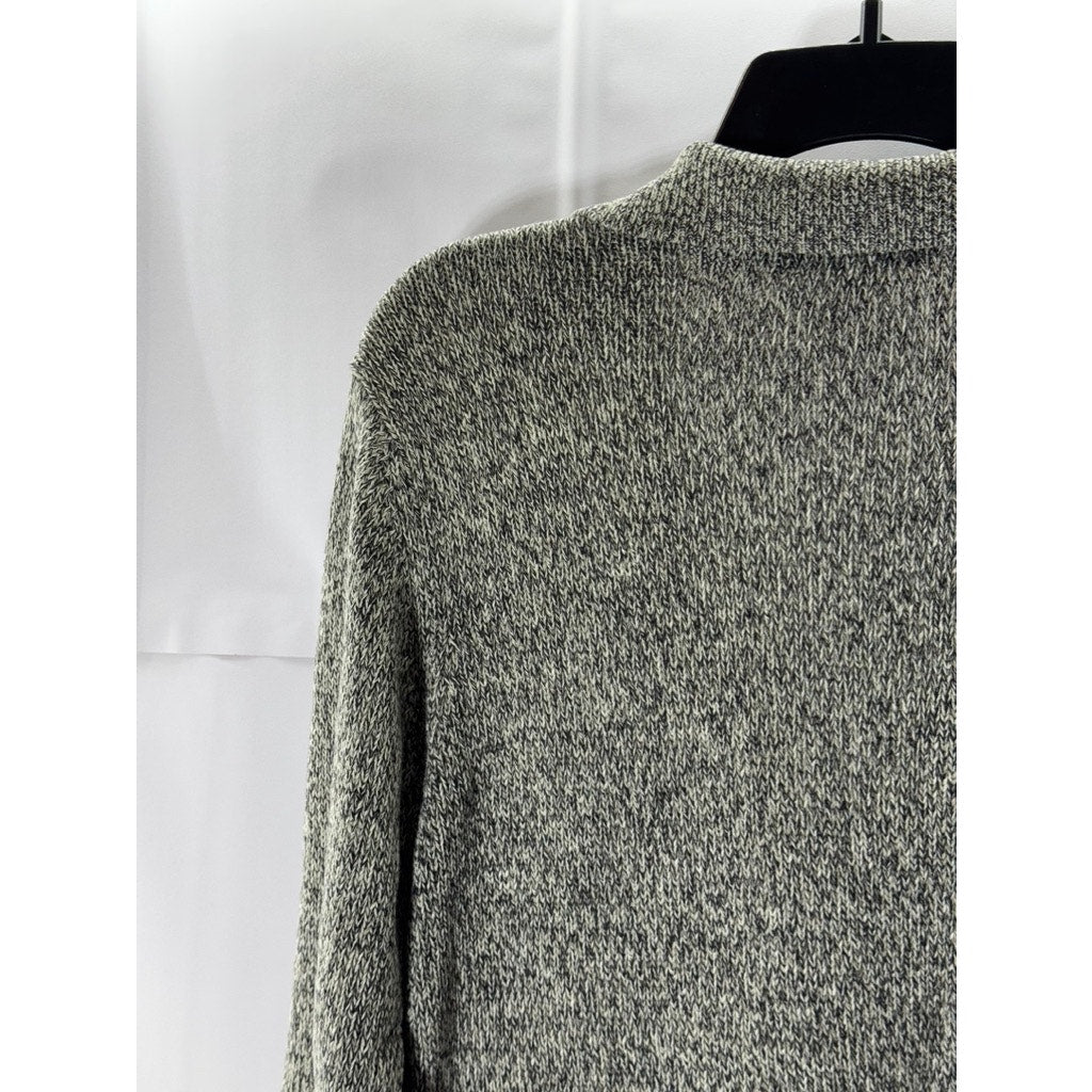 JEANNE PIERRE Women's Gray Marled Knit Notch Collar Button-Up Cardigan SZ M