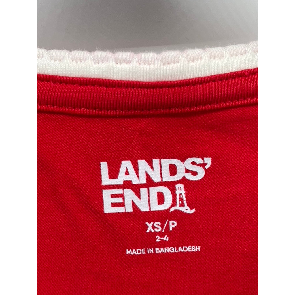 LANDS' END Women's Red-White Trim Crewneck Long Sleeve Pajama Top SZ XS