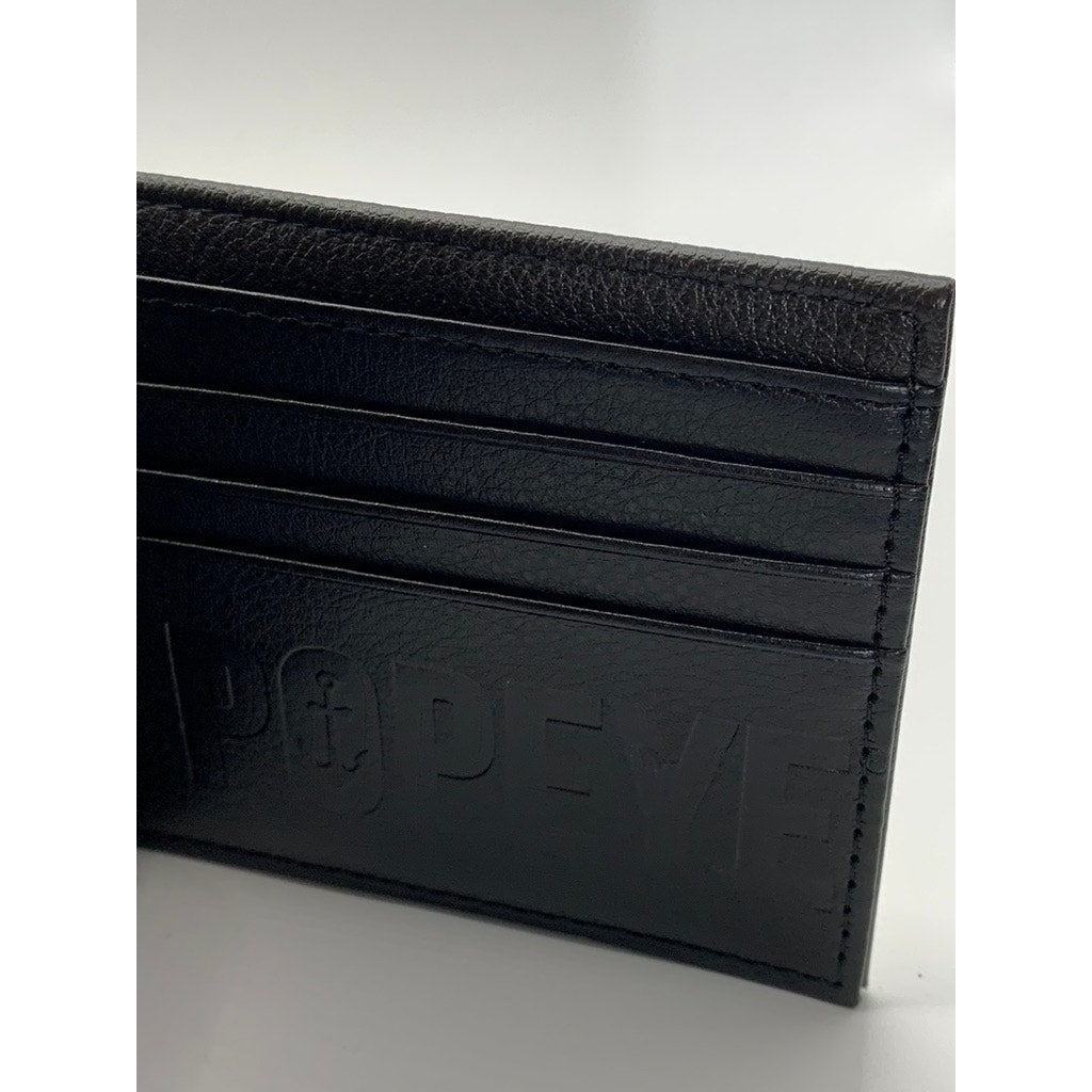POPEYE THE SAILOR THE LEGEND Men's Black Faux-Leather Bi-Fold Flush Wallet