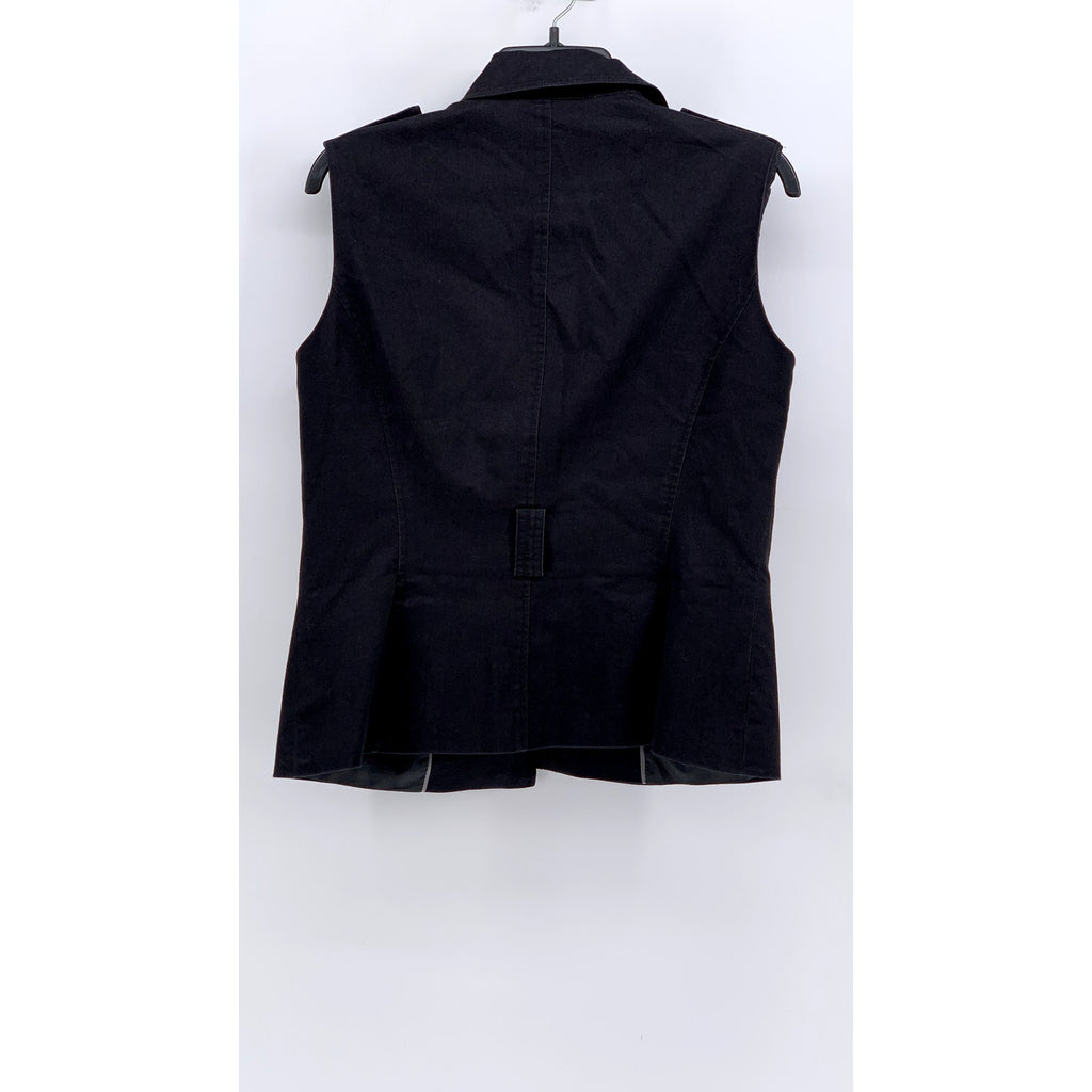 CALVIN KLEIN Women's Black Stretch Button-Up Sleeveless Top SZ 8