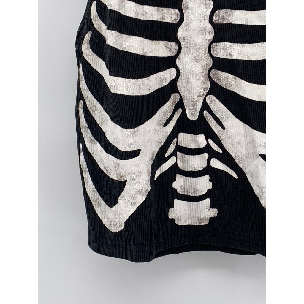 SHEIN Women's Black-White Skeleton Crewneck Sleeveless Cropped Tank SZ M