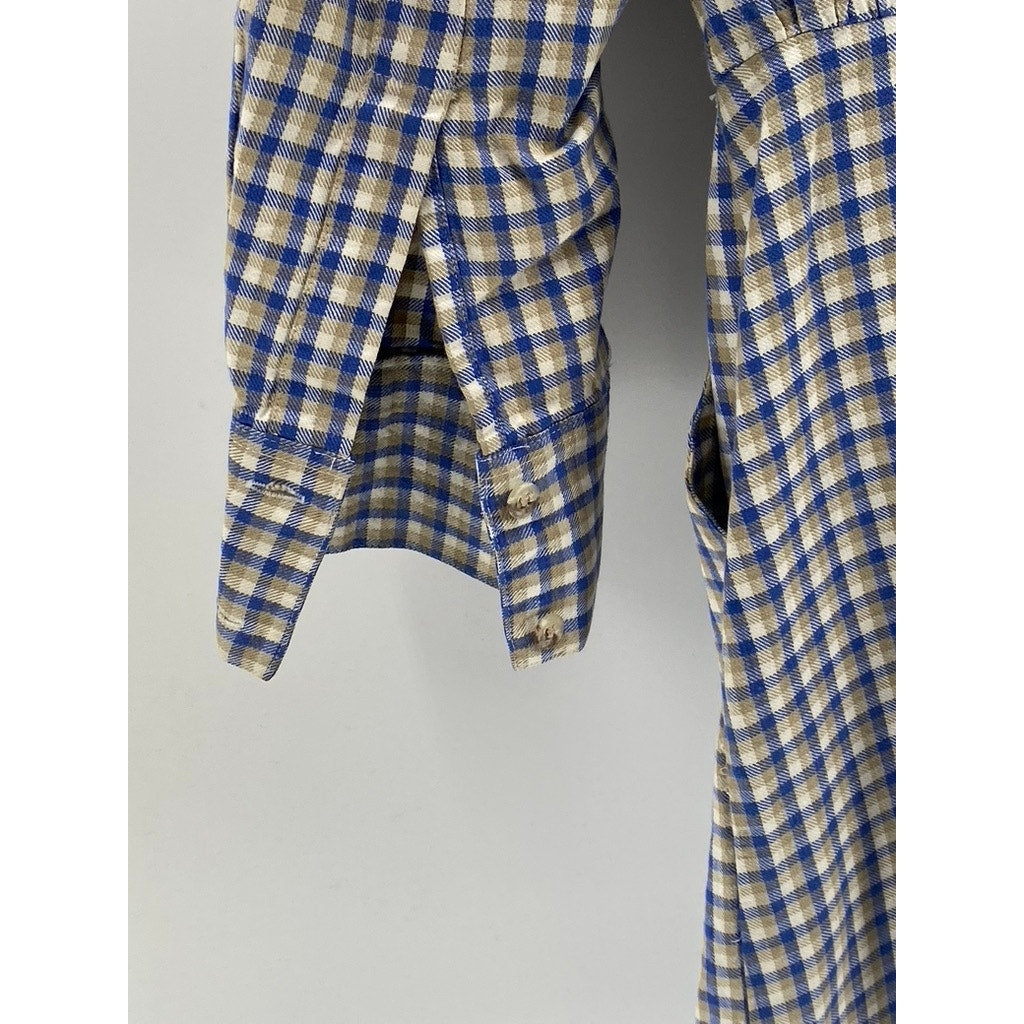 CAMBRIDGE DRY GOODS Women's Vintage Navy-White Gingham Button-Up Shirt Dress SZ8