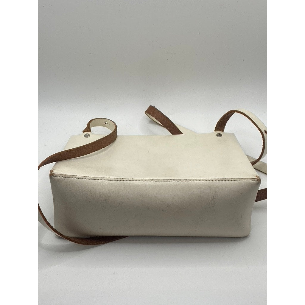 COS Women’s Cream Leather Magnetic Closure Crossbody Bag SZ OS