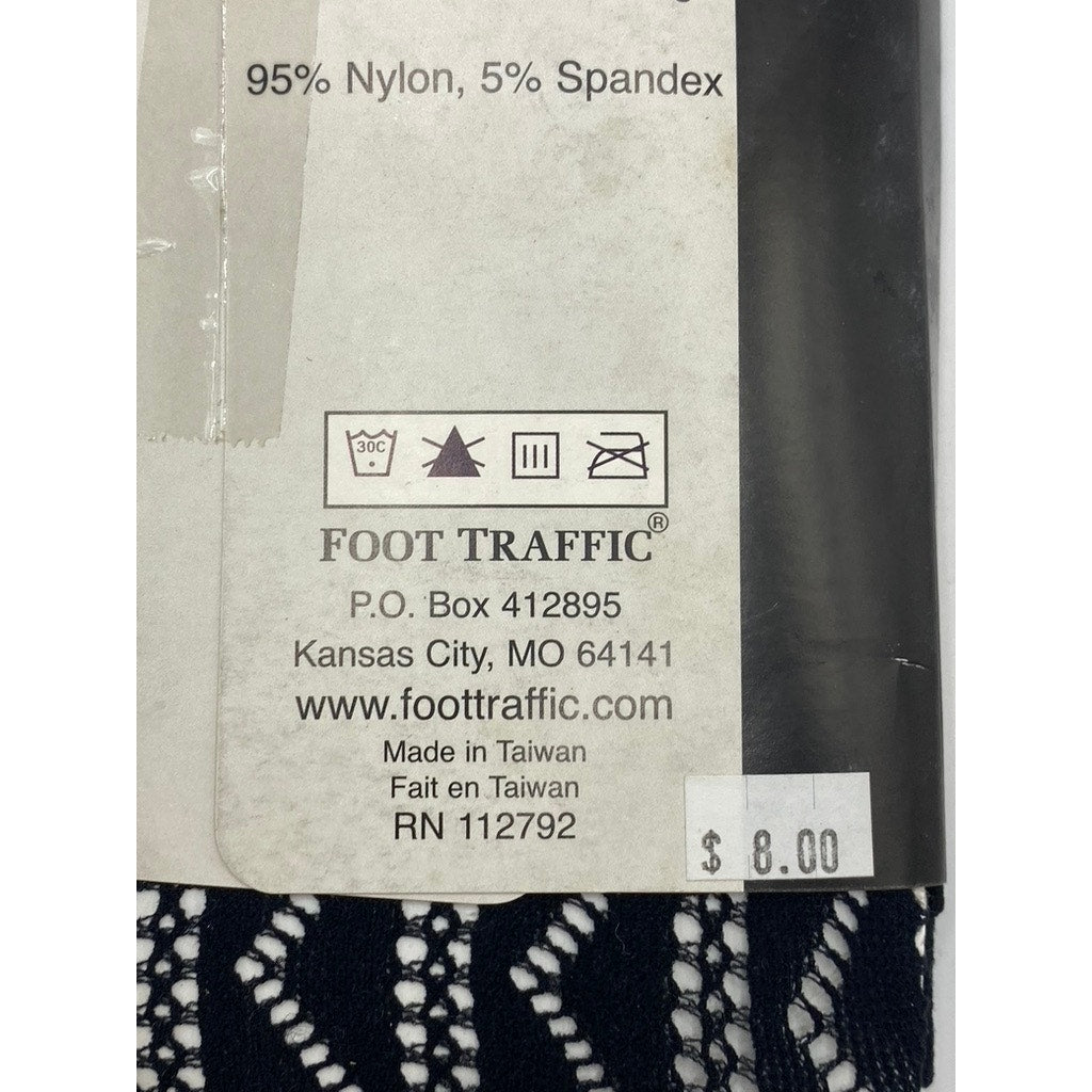 FOOT TRAFFIC Women's Black Cutout Stretch Pull-On Knee High Socks SZ OS