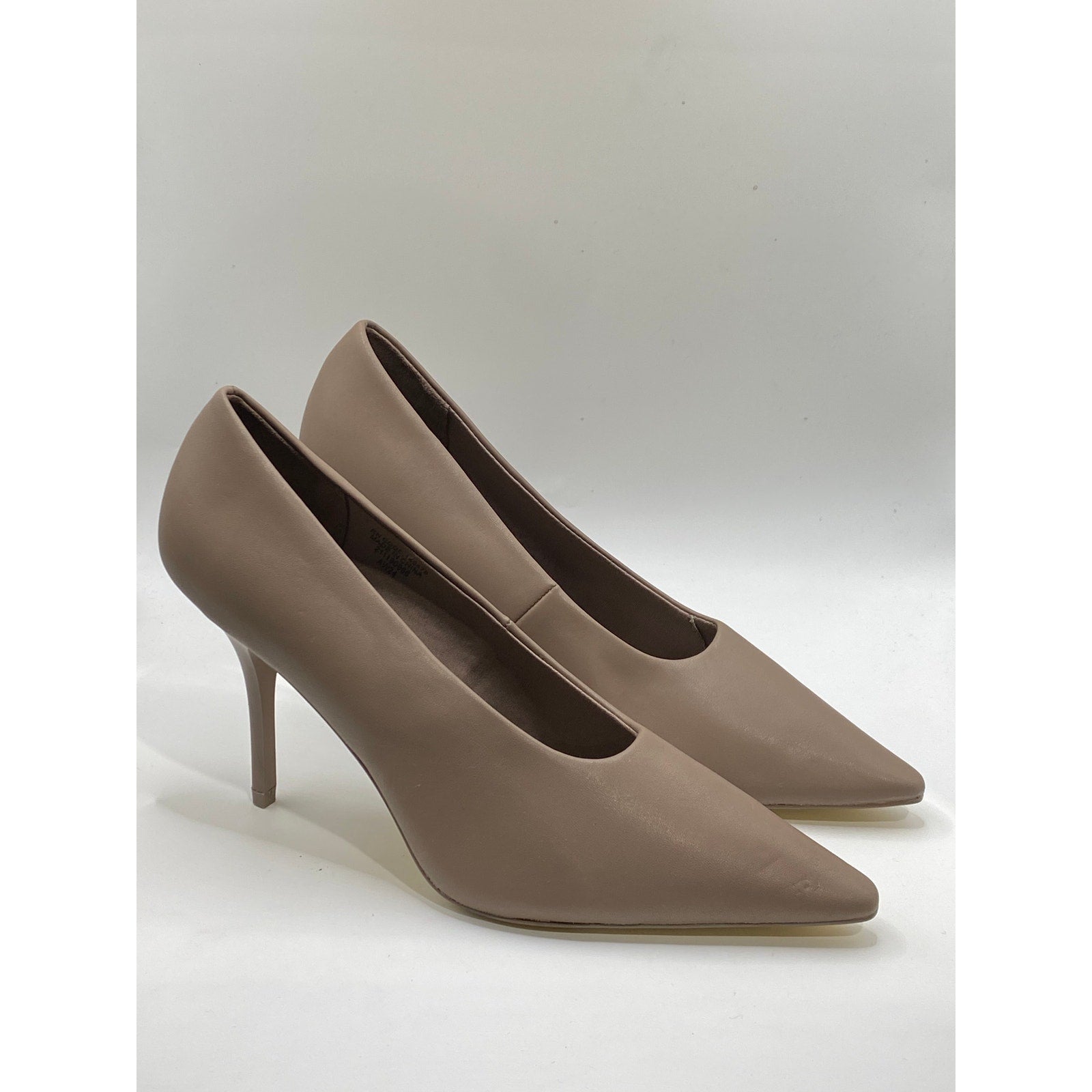 PRIMARK Women's Beige Vegan Leather Pointed-Toe Slip-On Stiletto Pumps SZ 8