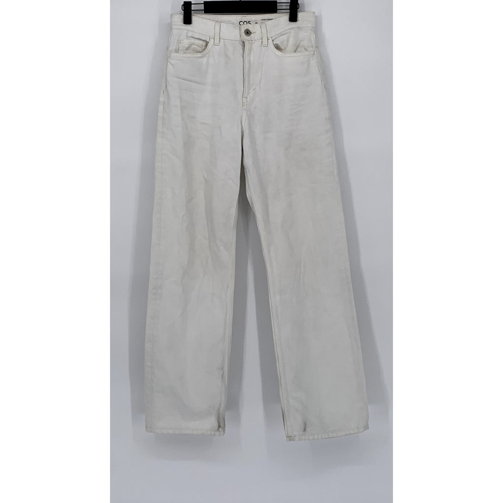COS Women’s White Loose Fit Straight-Leg Denim High-Rise Jeans SZ 26