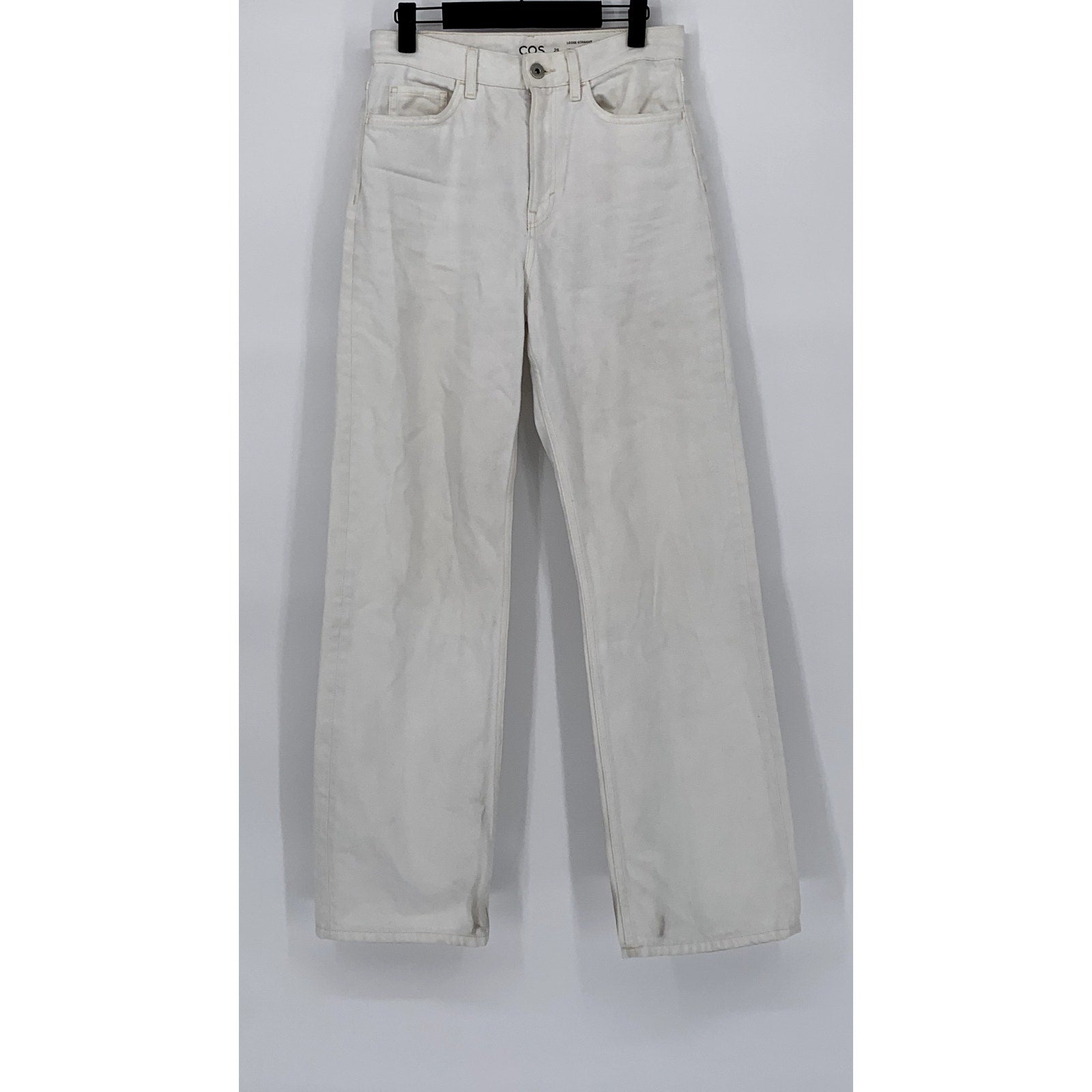 COS Women’s White Loose Fit Straight-Leg Denim High-Rise Jeans SZ 26