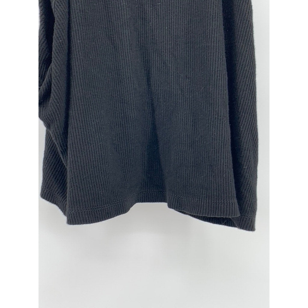 POPULAR BASICS Women’s Black Ribbed Scoop-Neck Sleeveless Cropped Top SZ L