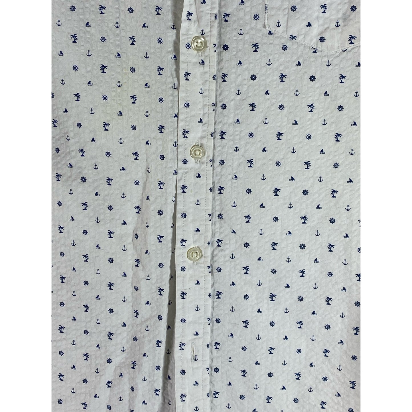 BANANA REPUBLIC Men's White Printed Standard-Fit Button-Up Shirt SZ M