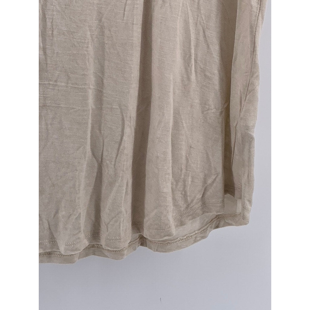 LEVEL EIGHT Women's Beige Crewneck Short Ruffle Sleeve Top SZ L/XL