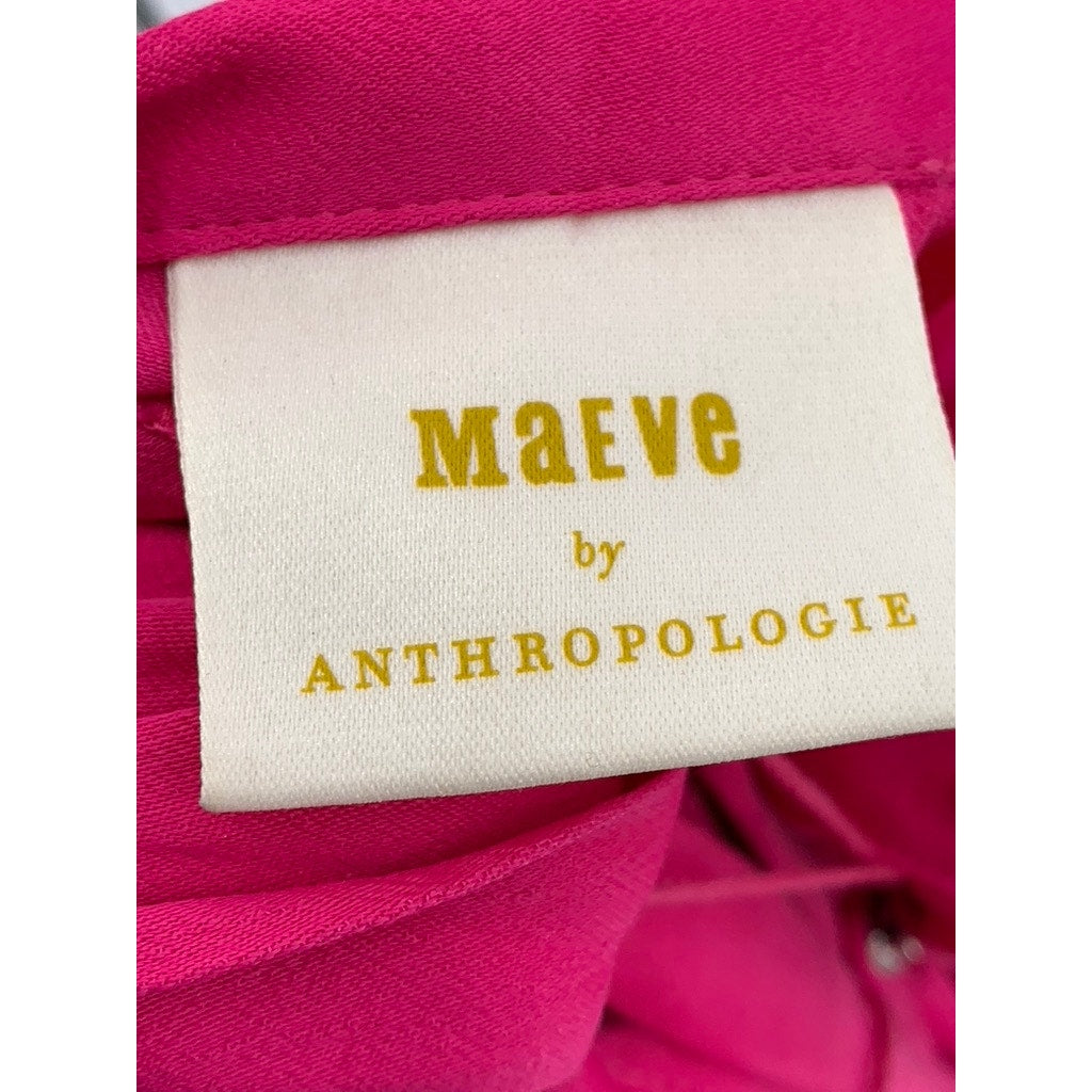 MAEVE By Anthropologie Women's Pink Side-Button Belted High-Rise Shorts SZ 4