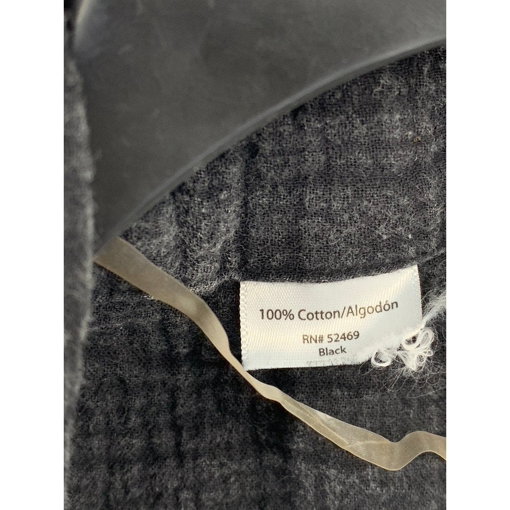 UNBRANDED Women's Black Textured Open-Front Long Sleeve Cardigan SZ M