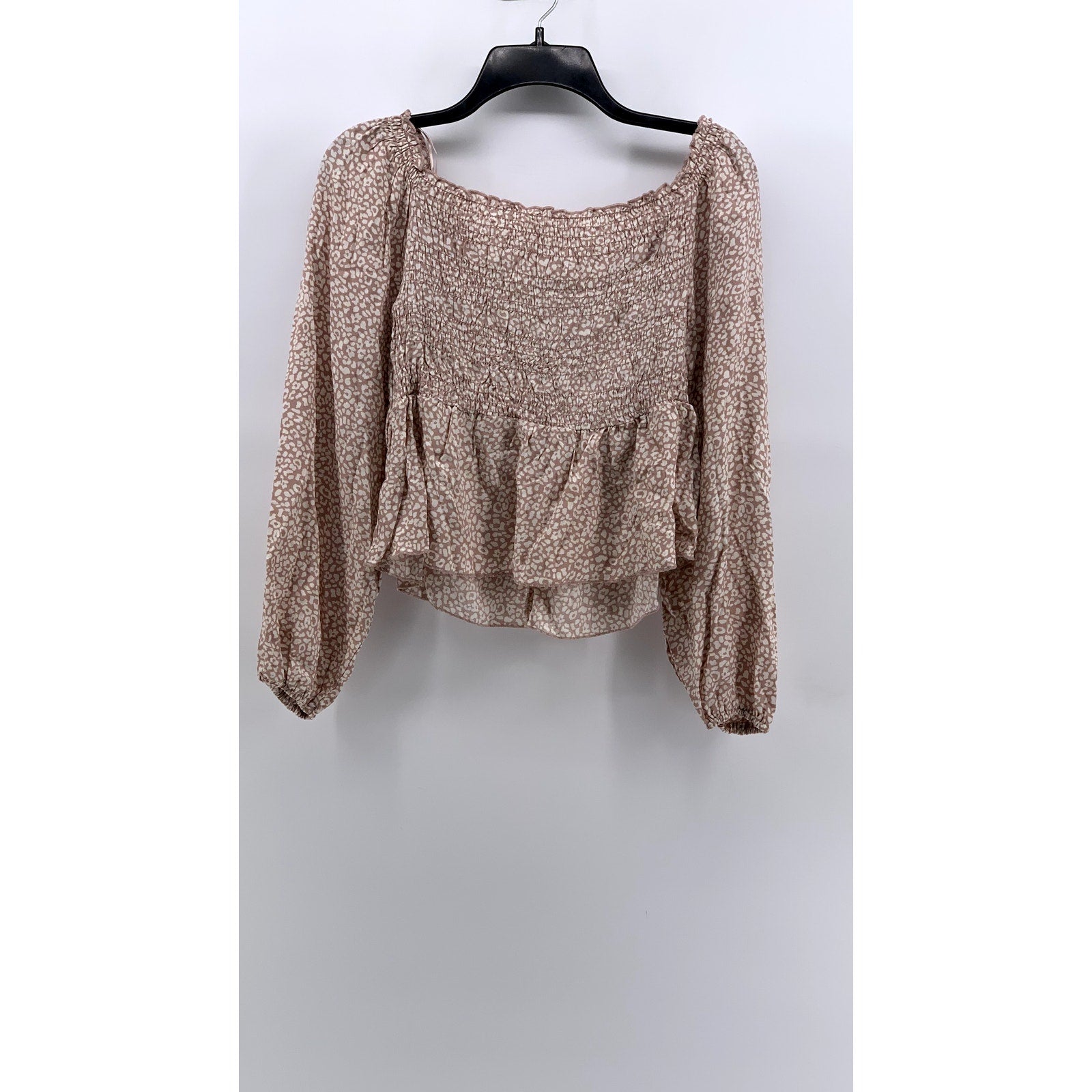 URBAN ROMANTICS Women's Pink Micro Floral Print Long Sleeve Top SZ L