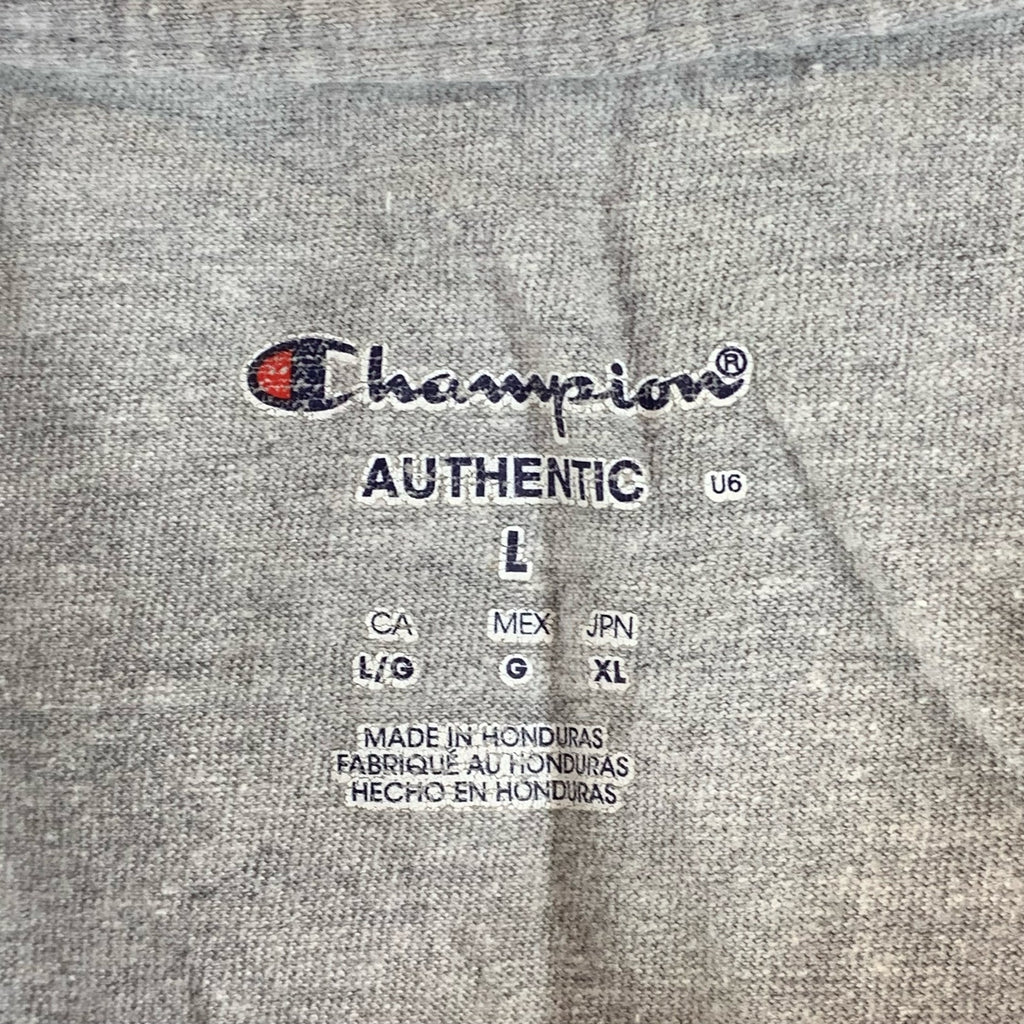 CHAMPION Authentic Men's Gray Solid Crewneck Casual Short Sleeve T-Shirt SZ L