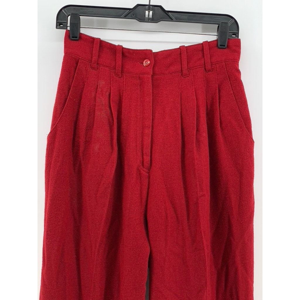 TOGETHER Women's Red Vintage Wool-Blend Pleated High-Rise Pants SZ 10