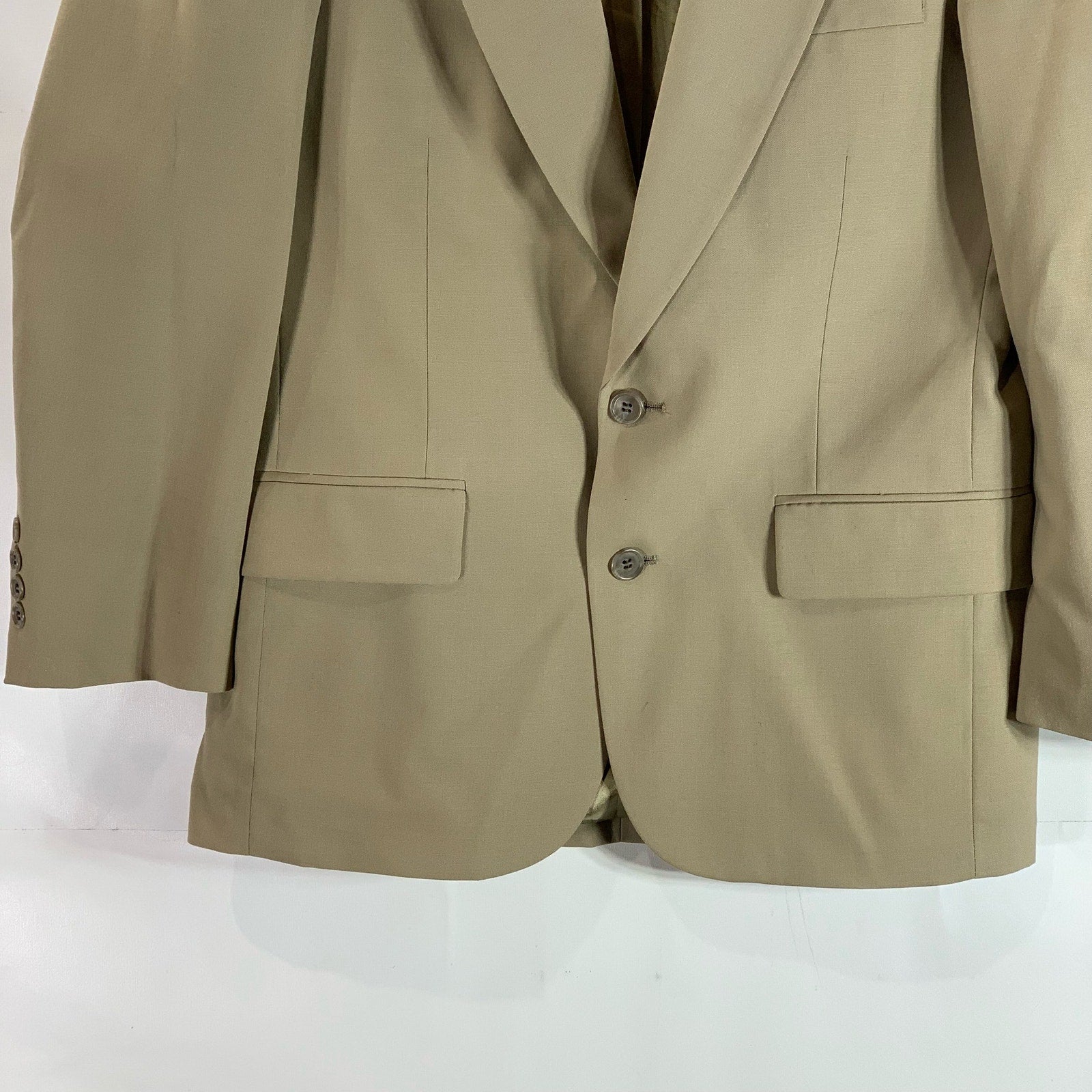 STANLEY BLACKER COUTURE Men's Tan Two-Button Worsted Wool Short Blazer SZ 37S