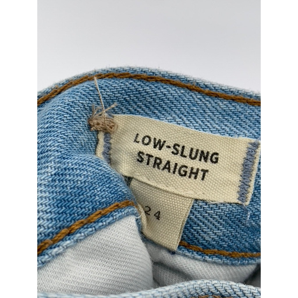 MADEWELL Women's Light Wash Distressed Low-Slung Straight Jeans SZ 24