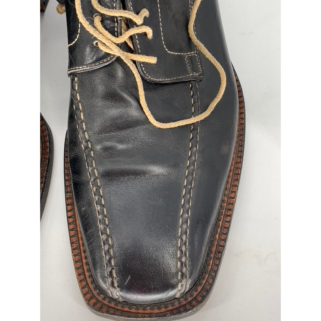 UNBRANDED Men's Black Leather Square Toe Oxford Shoes SZ 45(US11)