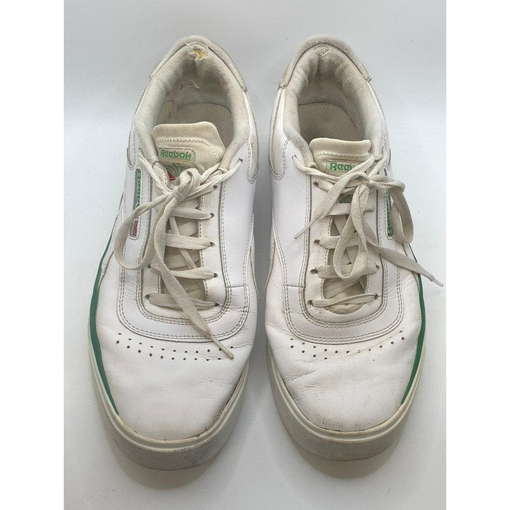 REEBOK Men's White-Green Court Lace-Up Sneakers SZ 10.5