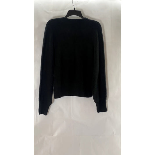 MADEWELL Women's Black Coziest Yarn Melwood Square-Neck Long Sleeve Sweater SZ L